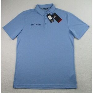 NWT Travis Mathew Polo Shirt Mens Medium Blue‎ Heather Golf Performance Zenwtr M
